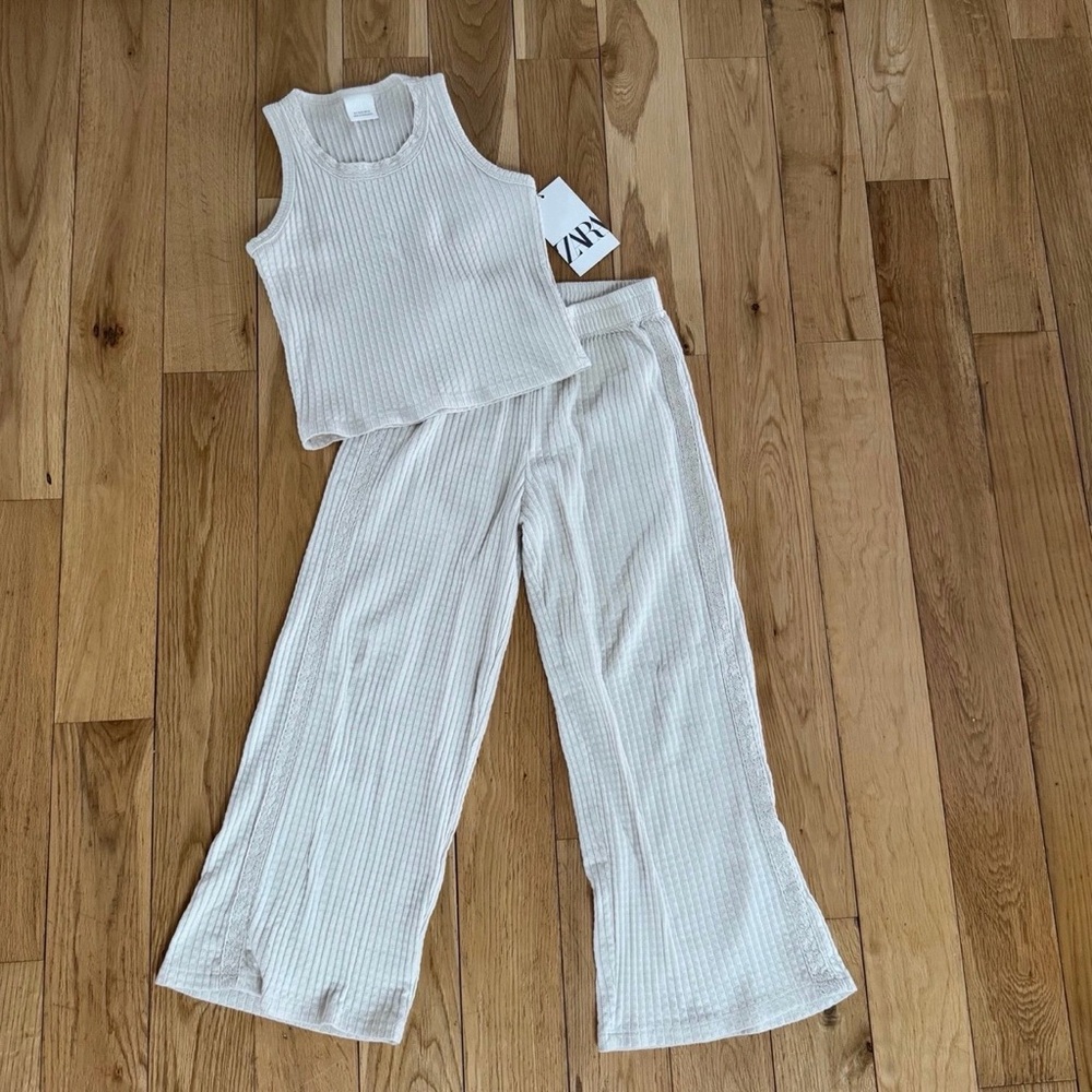 Zara Girls Matching Tank and Wide Leg Pant Set
